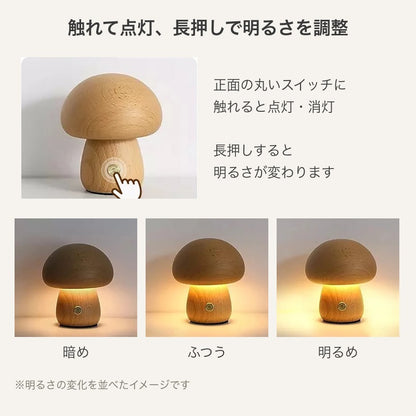 Kvällsljus｜木のきのこランプ（コードレス・充電式）