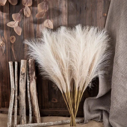 木の壁の前のパンパスグラス
